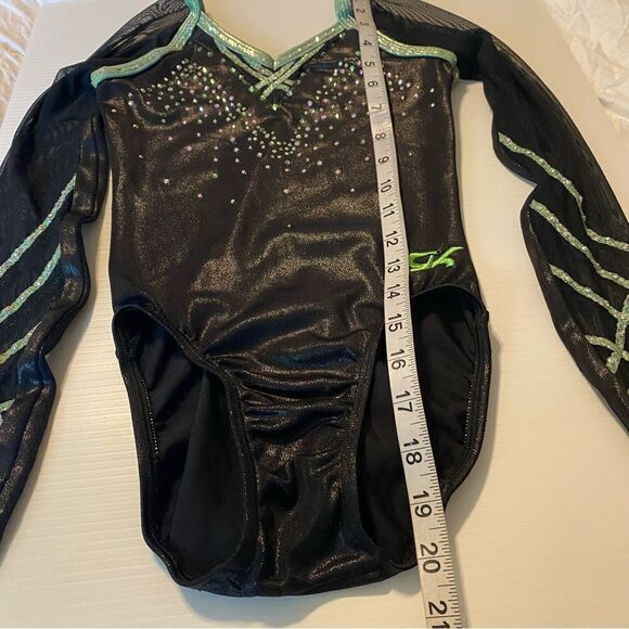 GK elite custom gymnastics competition leotard long sleeve rhinestones mesh LC - Picture 8 of 11